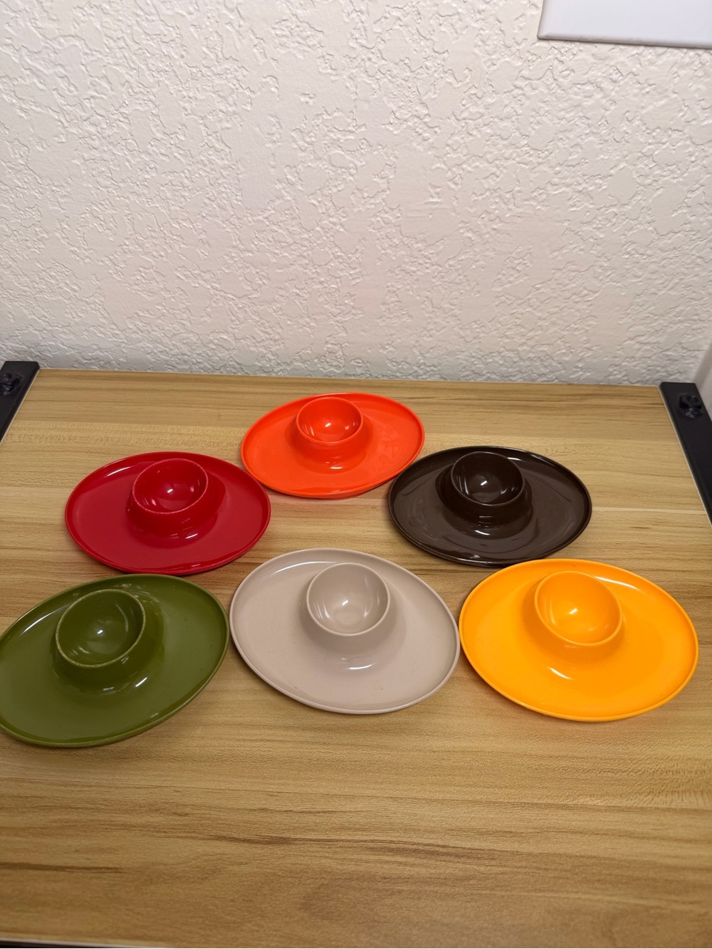 Vintage Retro Copenhagen Egg Cups Set of 6 Oval Melamine Excellent Condition